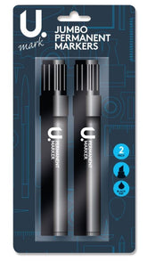 2PK JUMBO BLACK PERMANENT MARKERS